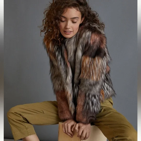 BB Dakota Brown Faux Fur Jacket - Picture 1 of 11